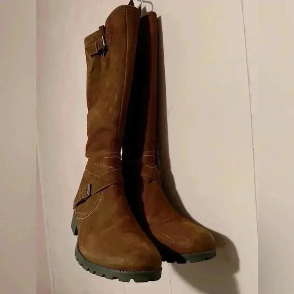 Hotter Belle Womens Knee Length Dark Tan Waxed Nubuck Leather Boots Sz 8 - Picture 2 of 8